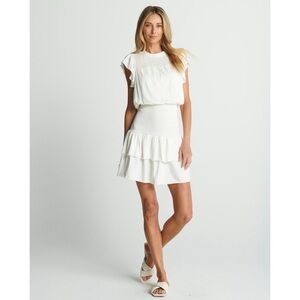 🛍️Sundays Ridley Cotton Smocked Drop Waist Mini Dress Stretch Summer Ruffle